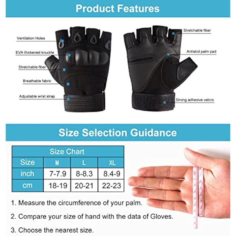 Outdoor Men's Knuckle Protection Workout Training Fingerless Gloves - Image 2